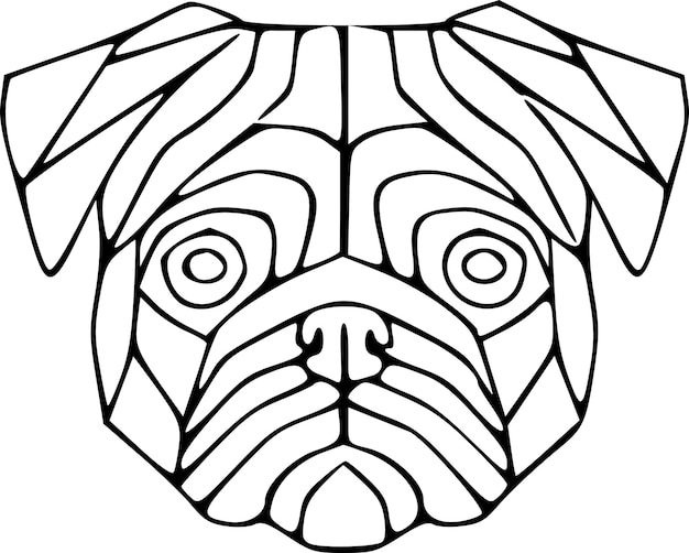 Vector pug dog linear geometric line art vector