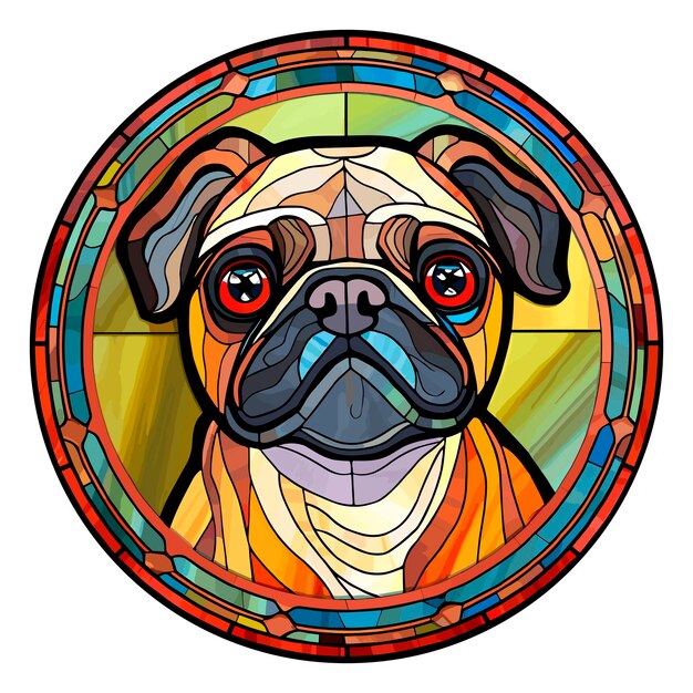 Vector pug dog portret stained glass effect vector kunst illustratie