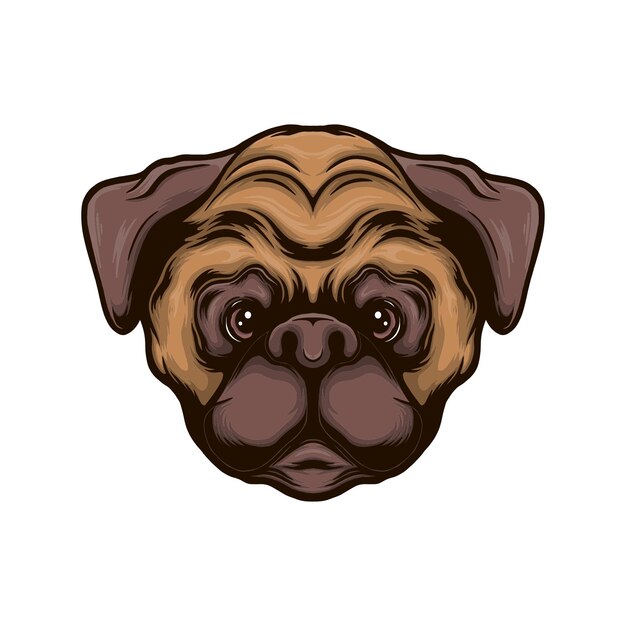 Pug head dog vector illustration