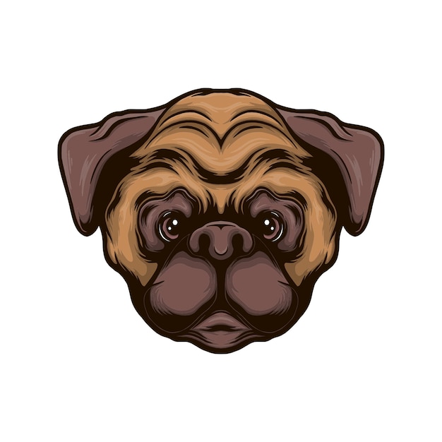 Pug hoofd hond vectorillustratie