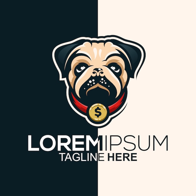 Vector pug logo ontwerp