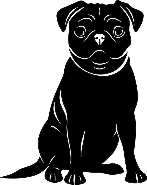 Vector pug silhouette vector illustratie witte achtergrond