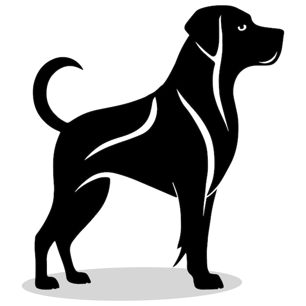 Силуэты и иконы пугов Черный плоский цвет Белый фон Собака Вектор животных и иллюстрация