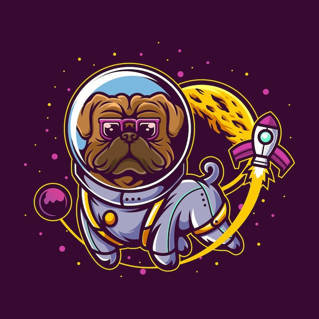 Pug with astronaut suit