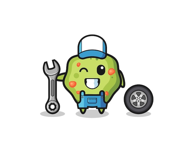 The puke character as a mechanic mascot