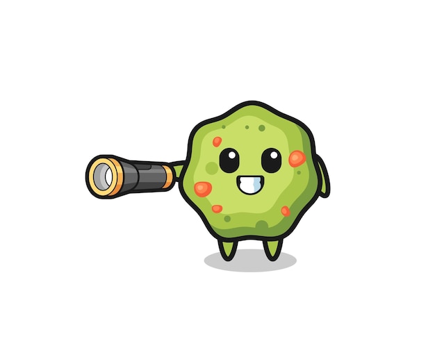 Puke mascot holding flashlight  cute design