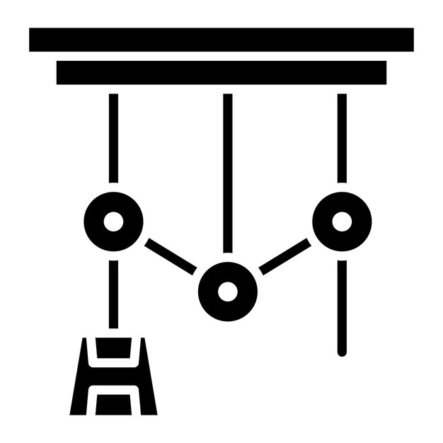 Pulley Glyph Solid Black Illustration