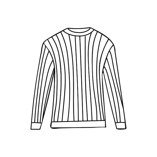 Illustrazione di scarabocchio del pullover. illustrazione della giacca da uomo disegnata a mano