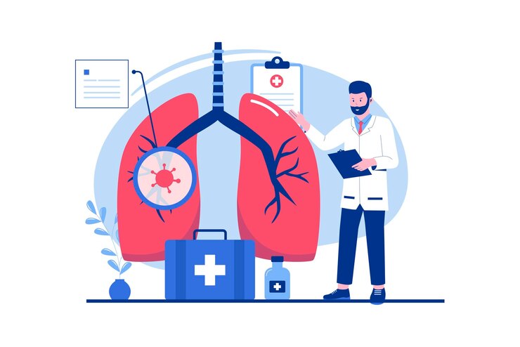 Vector pulmonology concept illustration