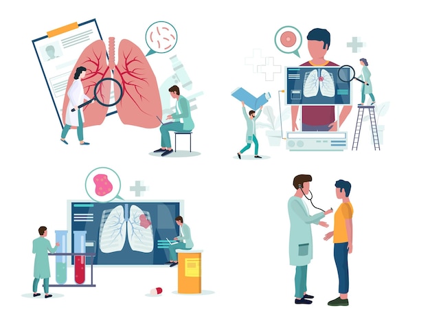 Pulmonology or respiratory medicine icon set vector illustration