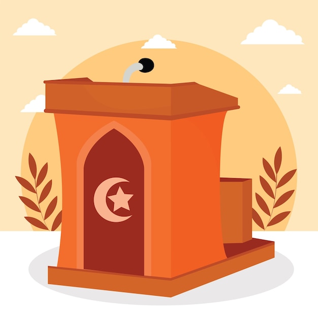 Pulpit with mic flat illustration