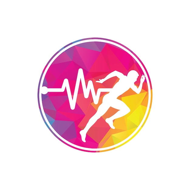 Vector puls marathon logo ontwerp icoon vector body health care logo design