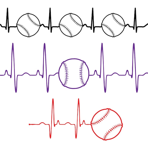 Vettore pulse baseball imposta diversi colori