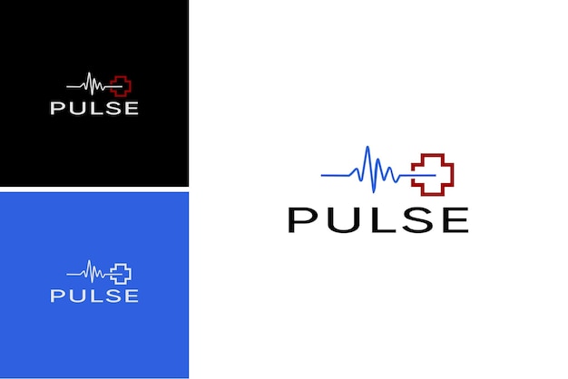 pulse beat vibrant logo design with cardiology vector template