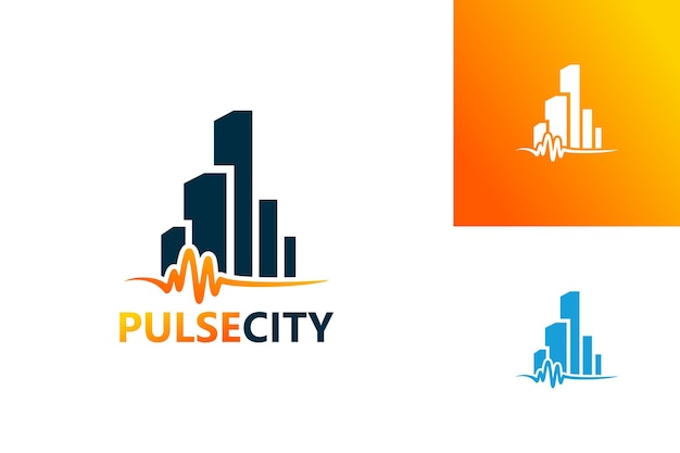 Pulse city logo template design vector, emblem, design concept, creative symbol, icon