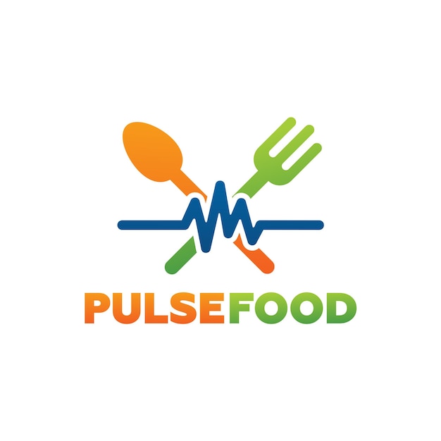 Вектор дизайна шаблона логотипа pulse food, эмблема, концепция дизайна, творческий символ, значок