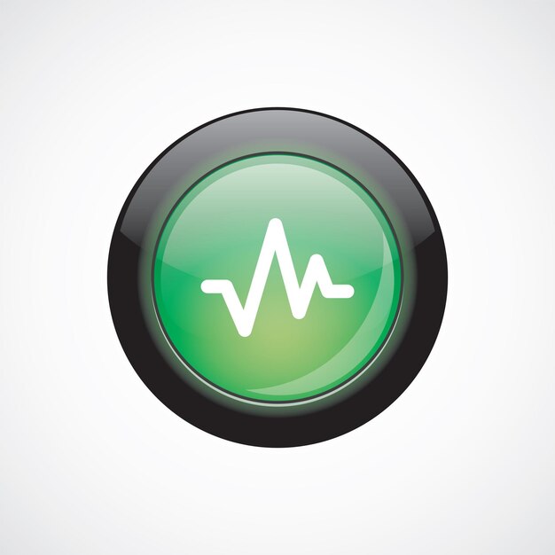 Vector pulse glass sign icon green shiny button. ui website button