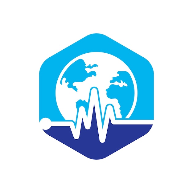 Pulse globe vector logo design icoon pulse cardiogram en globe icon vector logo