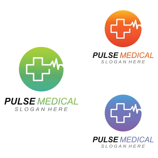 Pulse line or medical wave vector logo design concept illustration template