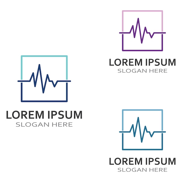 Linea del polso o onda medica modello di illustrazione del concetto di design del logo vettoriale