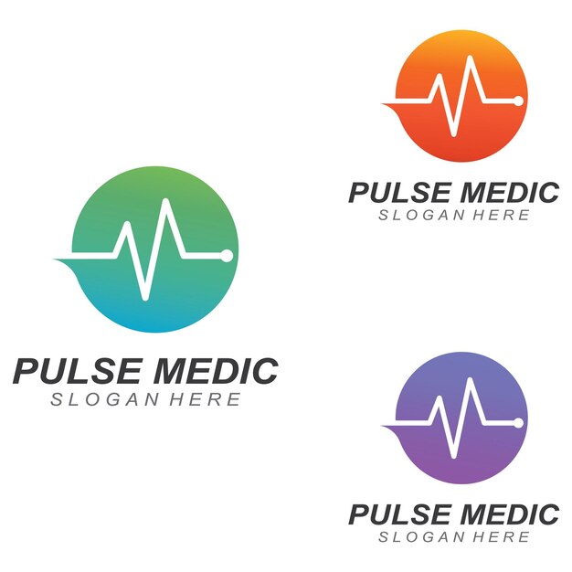 Vector pulse line or medical wave vector logo design concept illustration template