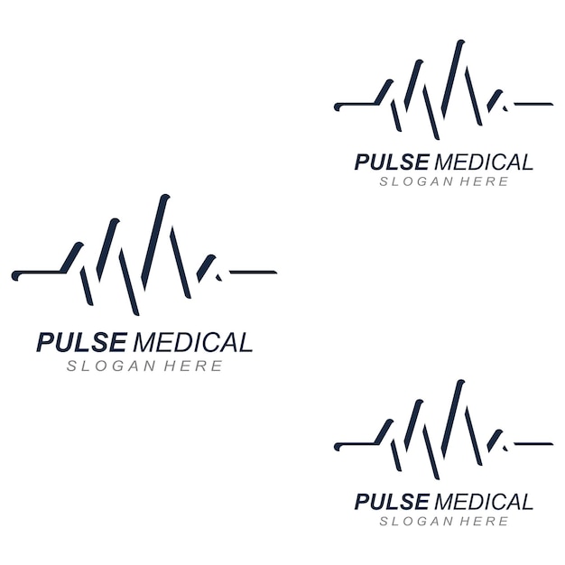 펄스 라인 또는 의료 파 벡터 로고 디자인 컨셉 일러스트 템플릿