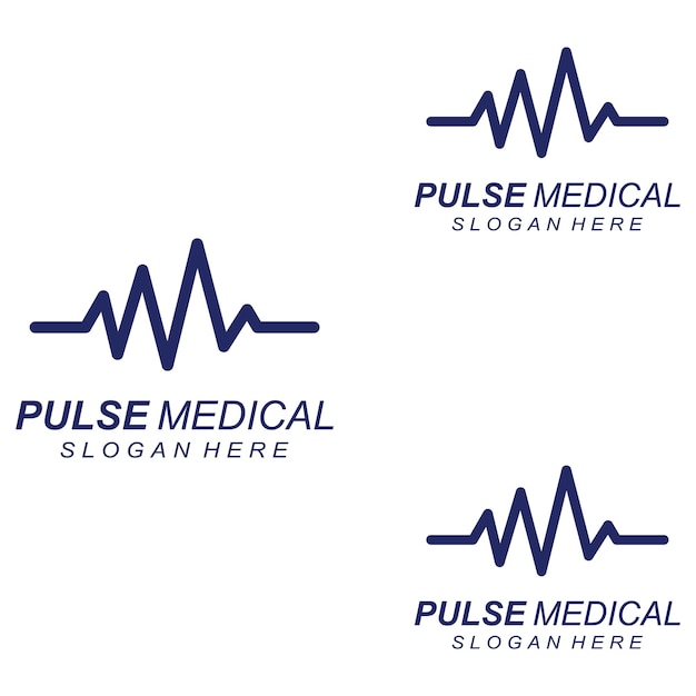 パルスラインまたは医療波ベクトルロゴデザインコンセプトイラストテンプレート