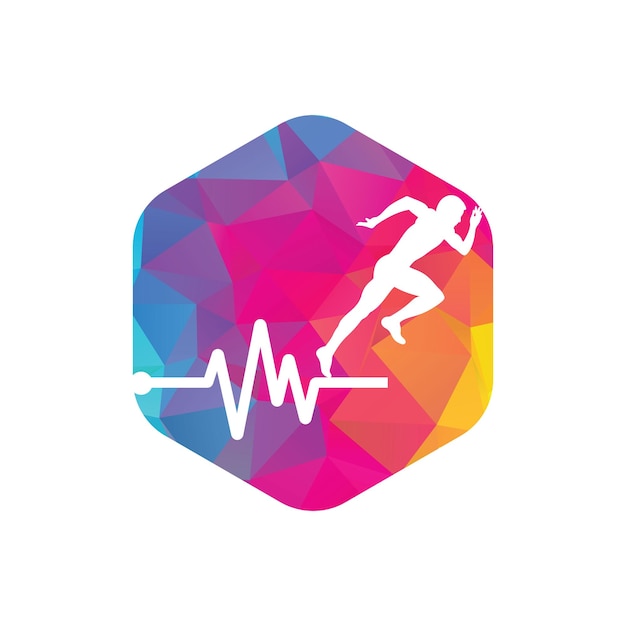 Vector pulse marathon logo design icon vector body health care logo design