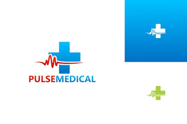 Pulse medical logo template design vector, emblem, design concept, creative symbol, icon