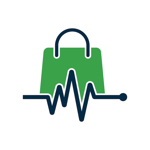 Вектор дизайна логотипа магазина Pulse. Health Bag Logo разрабатывает концептуальный вектор.