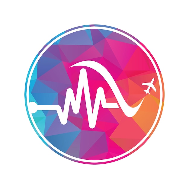 Дизайн шаблона логотипа pulse travel vector heart beat and plane vector logo design icon