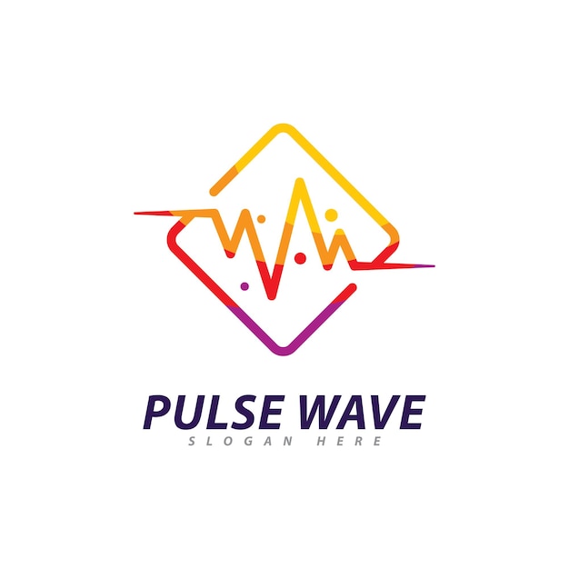 Pulse Wave logo Vector creatieve geluidsgolven logo concept ontwerpsjabloon