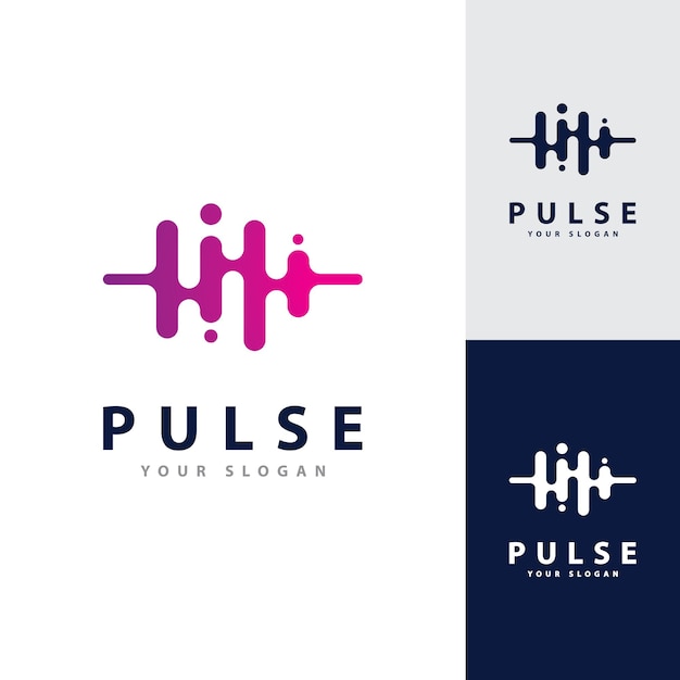 Pulse wave logo vector creative sound waves logo concept design template