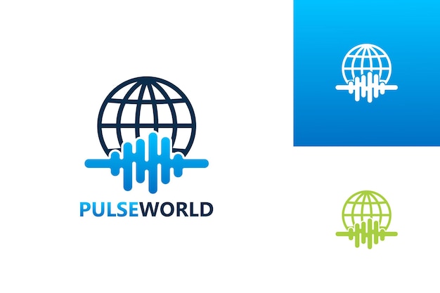 Pulse world logo template design vector, emblem, design concept, creative symbol, icon