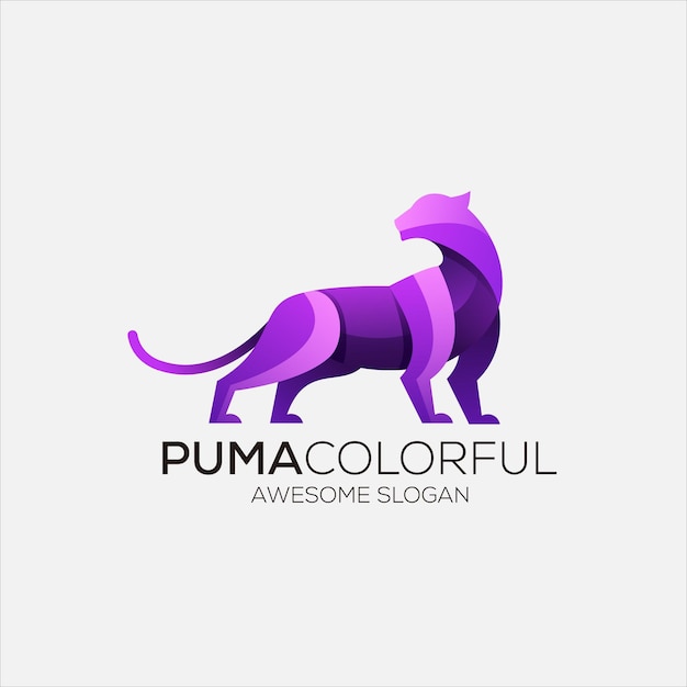 Disegni astratti sfumati logo colorato puma