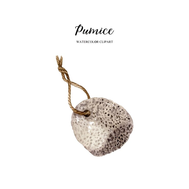 Vector pumice on the rope watercolor vector clipart bathroom zero waste accessories waste free lifestyle