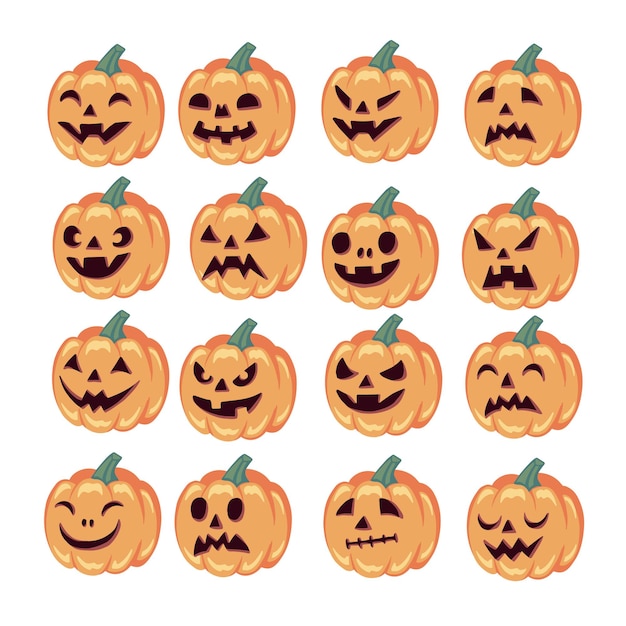 pumkin faces expressions bundle pack for halloween