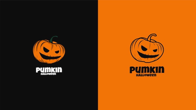 pumkin helloween logo design illustration