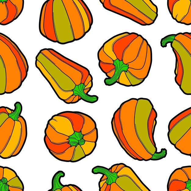 Pumkin seamless pattern. Cute vector pumpkins