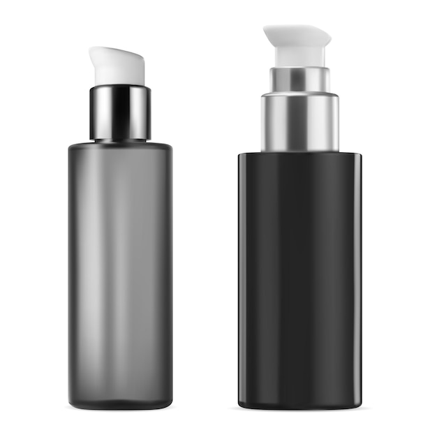 Pump bottle mockup Cosmetic serum container isolated vector template Face foundation