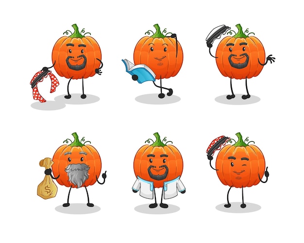 Pumpkin arab character cartoon mascot vector