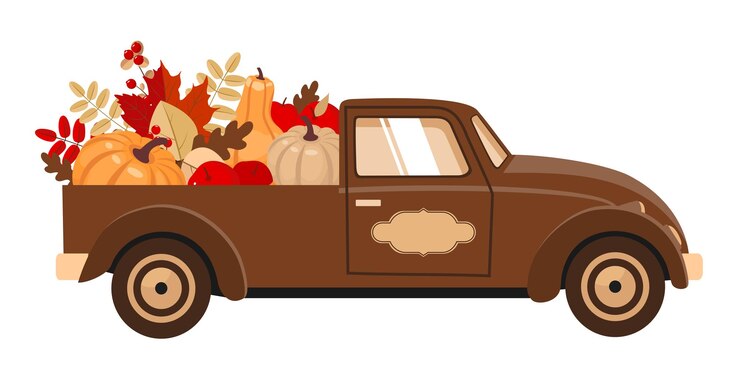 Vector pumpkin autumn car
