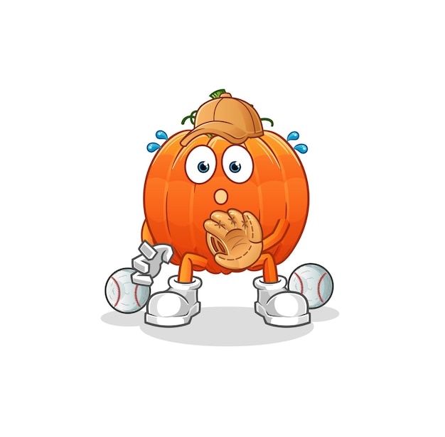 Pumpkin baseball Catcher cartoon. cartoon mascot vector