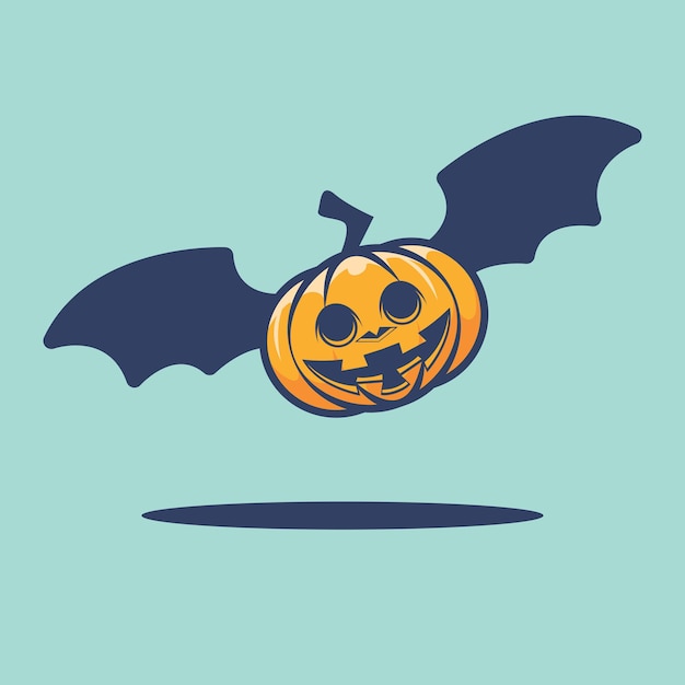 Pumpkin bat halloween illustration