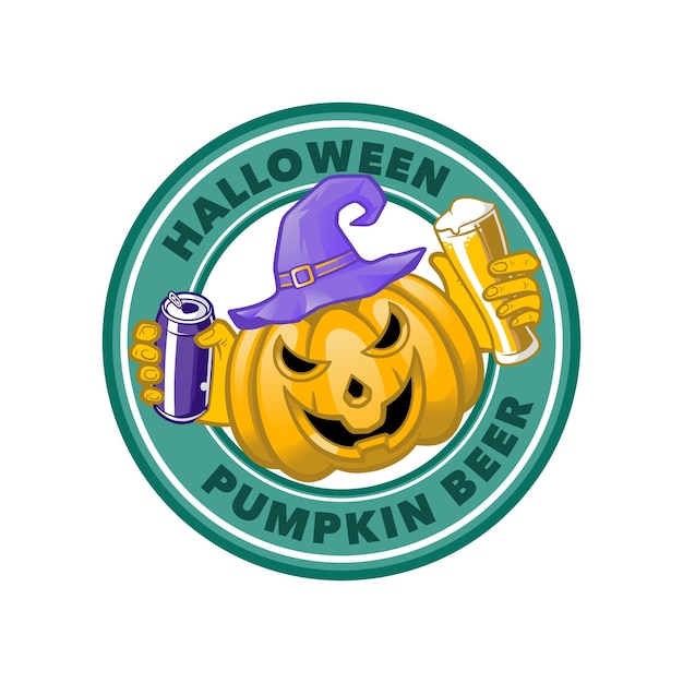 Pumpkin beer logo badge illustration