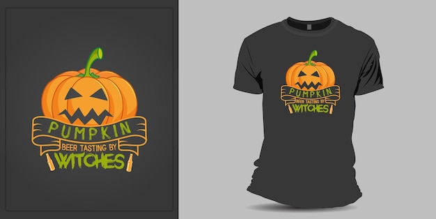 Vettore degustazione di birra alla zucca di witches t-shirt design