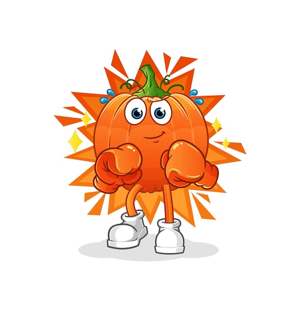 Pumpkin boxer character cartoon mascot vector