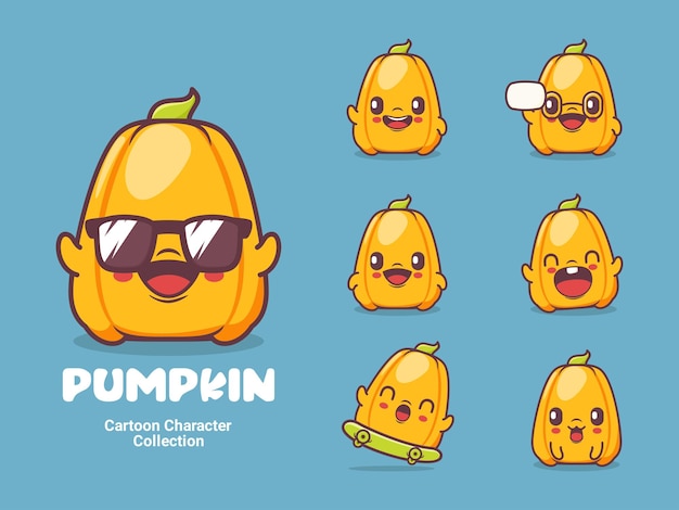 Pumpkin cartoon character vector illustration
