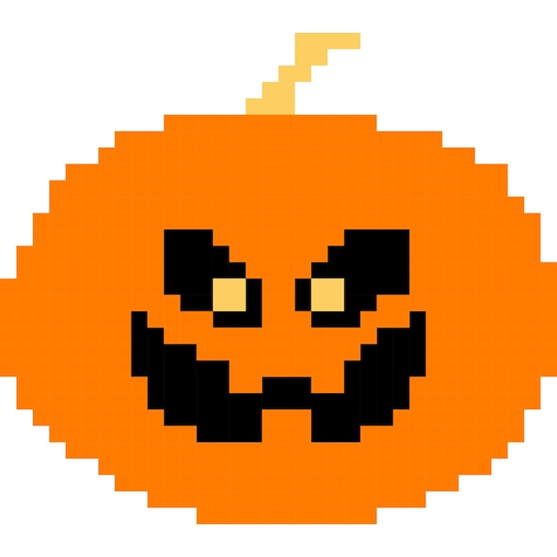 Vector pumpkin cartoon icon in pixel style