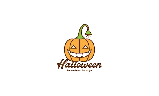 Cartoon zucca sorriso halloween logo simbolo icona vettore illustrazione graphic design